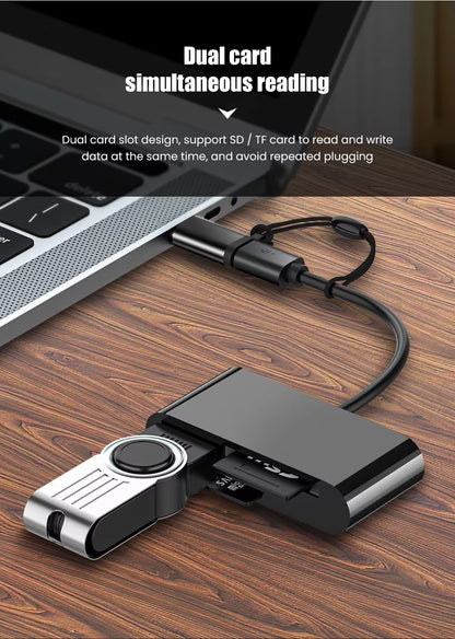 Ultimate 6-in-1 Multifunction Type-C Card Reader: Fast SD/TF USB Memory Card Converter for Macbook, Samsung, and Xiaomi