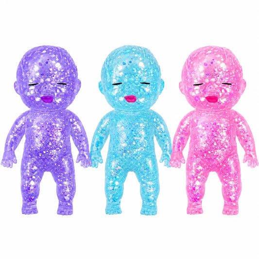 【Summervibes】3 Pack Baby Squishies Glittery, Slow Rising Squishies, 4" Soft Squeezable Fidget Toy, Desk Decor & Anxiety Relief, Ideal for Birthday Gifts, Party Favors, Classroom Prizes Stuffers