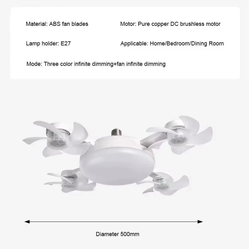 Elevate Your Living Space with the Modern E27 LED Ceiling Fan Light - 5 Blades & Remote Control for Effortless Comfort