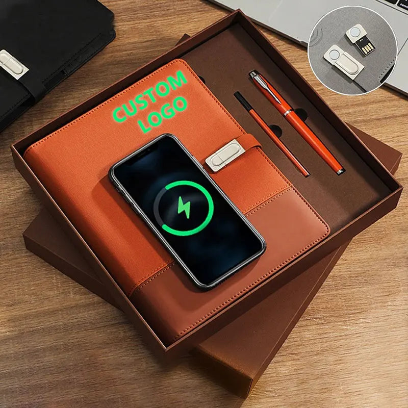 LABON Smart Notebook & Wireless Charger Organizer with Power Bank, Replaceable Paper Core, USB Disk, and Lock Pen - Ultimate Productivity Tool