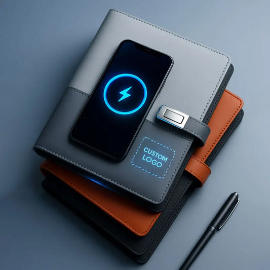 LABON Smart Notebook & Wireless Charger Organizer with Power Bank, Replaceable Paper Core, USB Disk, and Lock Pen - Ultimate Productivity Tool