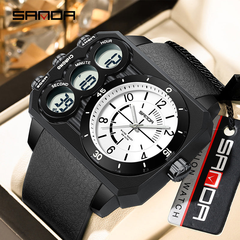 Montre Sport Homme SANDA 6237 – Analogique & Digital, Chrono, LED