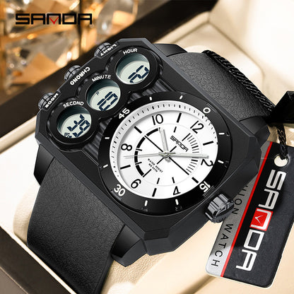 Montre Sport Homme SANDA 6237 – Analogique & Digital, Chrono, LED