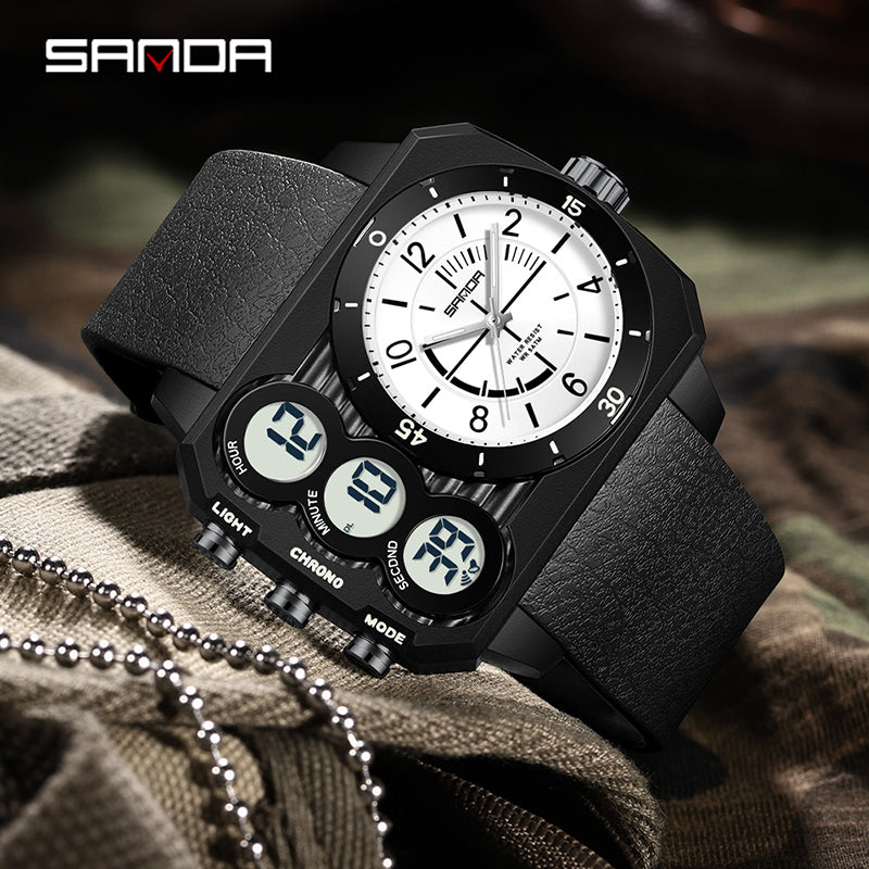 Montre Sport Homme SANDA 6237 – Analogique & Digital, Chrono, LED