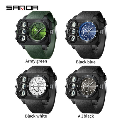 Montre Sport Homme SANDA 6237 – Analogique & Digital, Chrono, LED