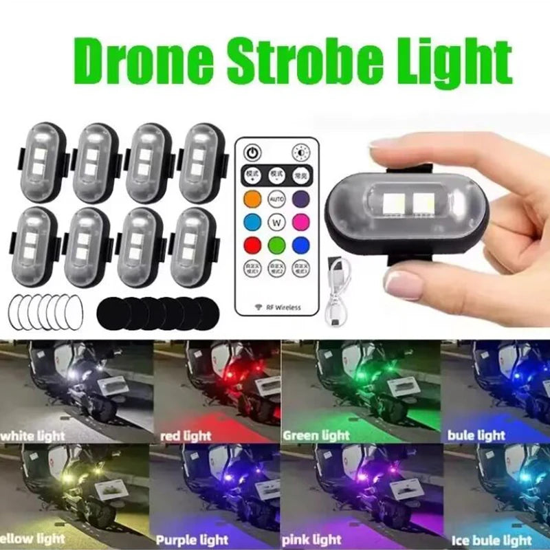 Illuminate Your Ride: 2 RGB LED Car Strobe Lights for Motorcycle & Aircraft - Wireless Flash Position Warning Lights