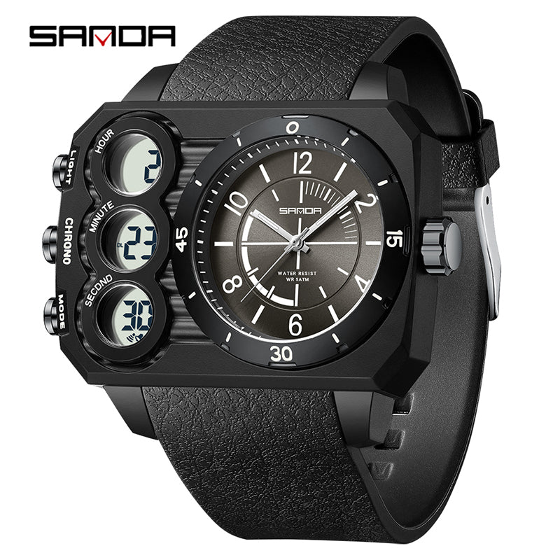 Montre Sport Homme SANDA 6237 – Analogique & Digital, Chrono, LED