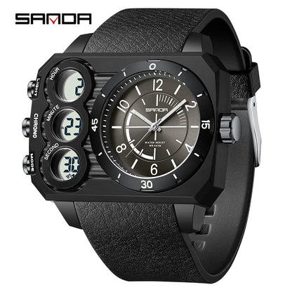 Montre Sport Homme SANDA 6237 – Analogique & Digital, Chrono, LED