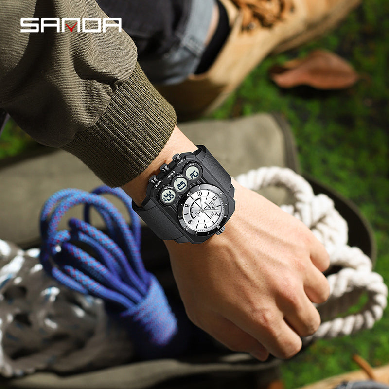 Montre Sport Homme SANDA 6237 – Analogique & Digital, Chrono, LED