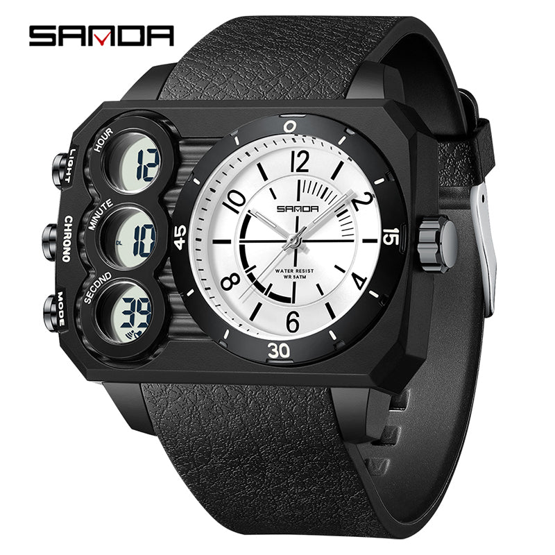 Montre Sport Homme SANDA 6237 – Analogique & Digital, Chrono, LED