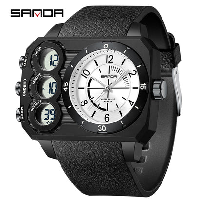 Montre Sport Homme SANDA 6237 – Analogique & Digital, Chrono, LED