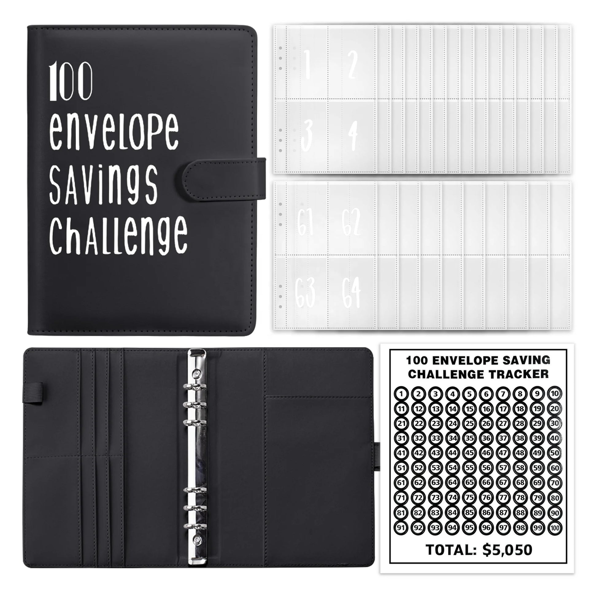 Elevate Your Savings with Our Custom Logo PU A5 100 Envelopes Money Challenge Book - Perfect for Office and School!