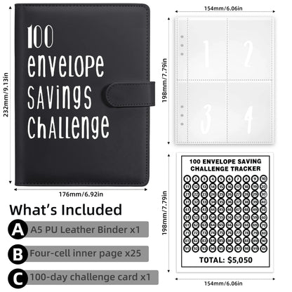 Elevate Your Savings with Our Custom Logo PU A5 100 Envelopes Money Challenge Book - Perfect for Office and School!