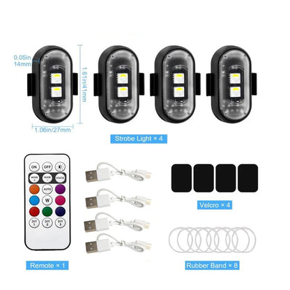 Illuminate Your Ride: 2 RGB LED Car Strobe Lights for Motorcycle & Aircraft - Wireless Flash Position Warning Lights