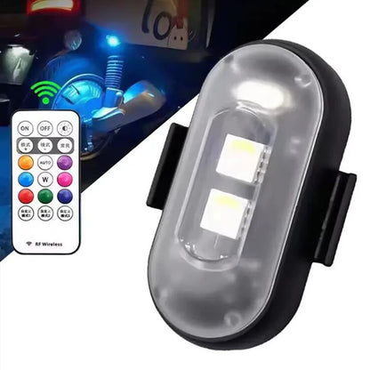 Illuminate Your Ride: 2 RGB LED Car Strobe Lights for Motorcycle & Aircraft - Wireless Flash Position Warning Lights