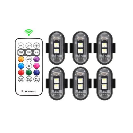 Illuminate Your Ride: 2 RGB LED Car Strobe Lights for Motorcycle & Aircraft - Wireless Flash Position Warning Lights