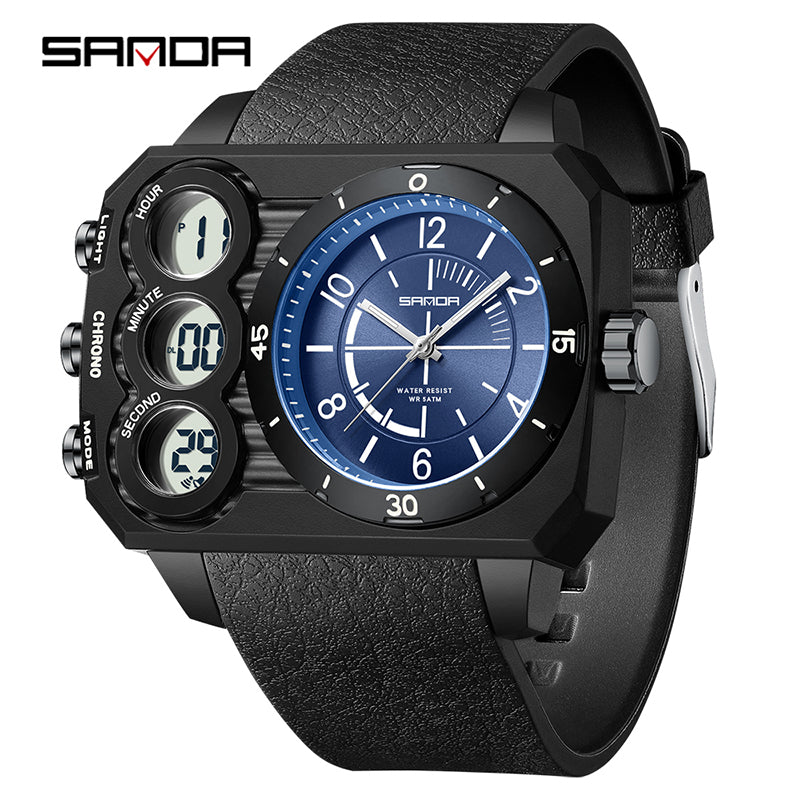 Montre Sport Homme SANDA 6237 – Analogique & Digital, Chrono, LED