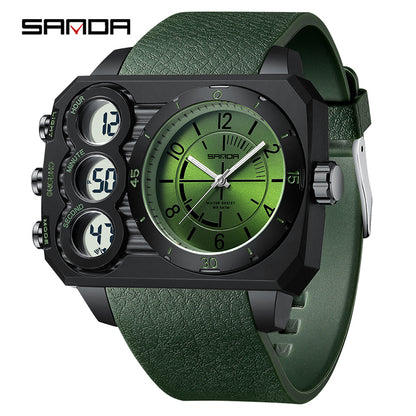Montre Sport Homme SANDA 6237 – Analogique & Digital, Chrono, LED