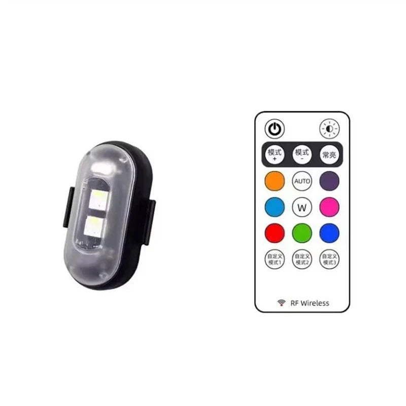 Illuminate Your Ride: 2 RGB LED Car Strobe Lights for Motorcycle & Aircraft - Wireless Flash Position Warning Lights