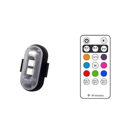 Illuminate Your Ride: 2 RGB LED Car Strobe Lights for Motorcycle & Aircraft - Wireless Flash Position Warning Lights