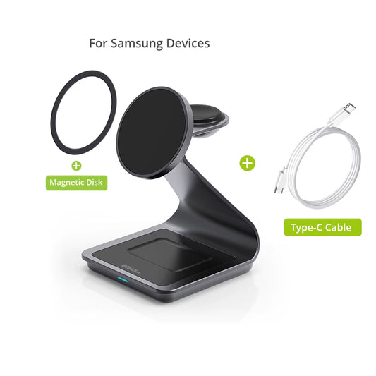 Revolutionary 3 in 1 Magnetic Wireless Charger Station for Samsung S24 Ultra/S25/26 - Fast Charging Stand for Galaxy Watch 8/7/6 and Earbuds