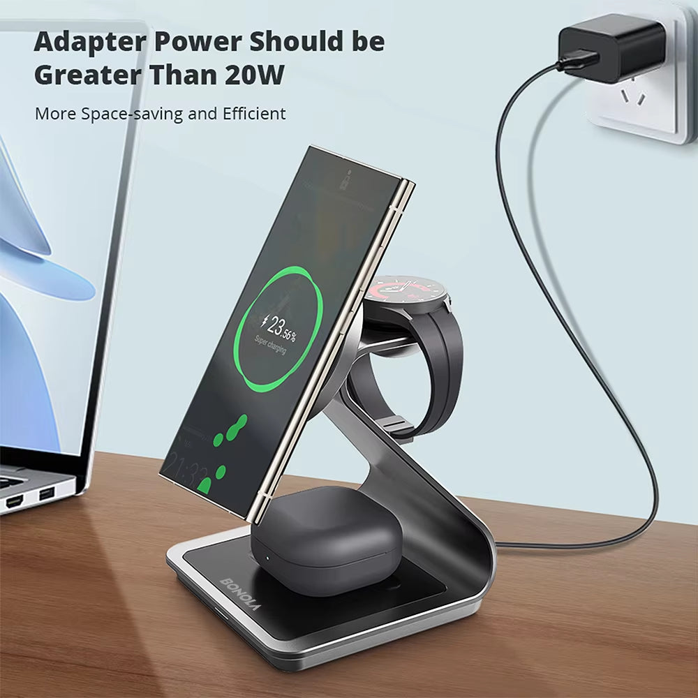 Revolutionary 3 in 1 Magnetic Wireless Charger Station for Samsung S24 Ultra/S25/26 - Fast Charging Stand for Galaxy Watch 8/7/6 and Earbuds