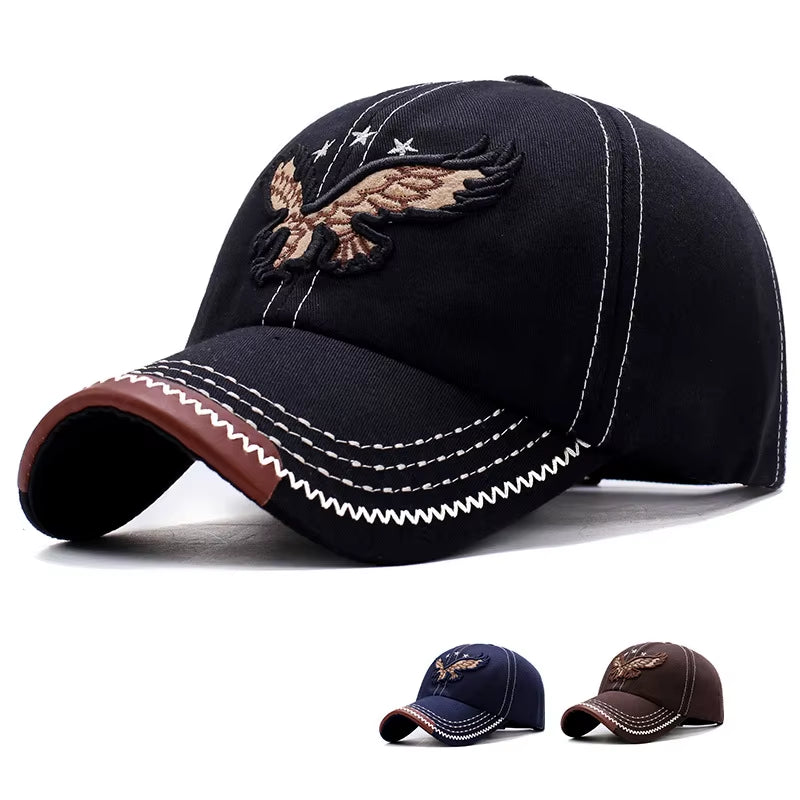 Hats Men'S and Women'S Four-Season Shade Baseball Cap Eagle Embroidery Korean Version Trendy Casual Couple Sunscreen Sun Hat