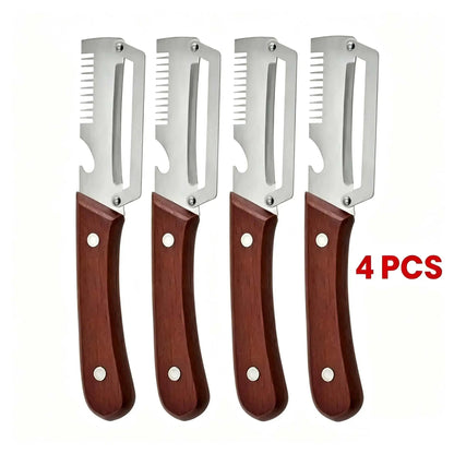 Premium-Grade Fruit & Vegetable Peeler| Sharp Stainless Steel Blade, Ergonomic Wooden Handle + Built-In Bottle Opener – Ideal for Daily Kitchen Use