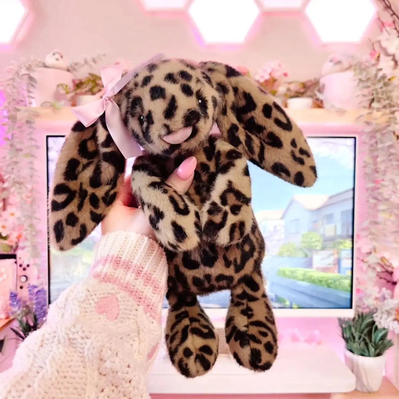 Jellycat Cobblehop Leopard Bunny Plush, Cute Stuffed Animal Doll, Gift for Her, Soft Collectible Bunny with Dust Bag, NWT