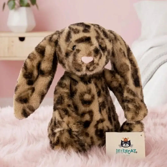 Jellycat Cobblehop Leopard Bunny Plush, Cute Stuffed Animal Doll, Gift for Her, Soft Collectible Bunny with Dust Bag, NWT
